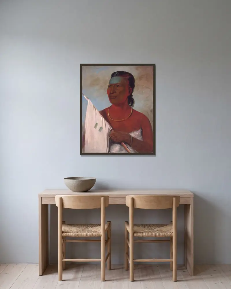 Náh-Pope, Soup, Adviser To Black Hawk av George Catlin inramad på en vägg