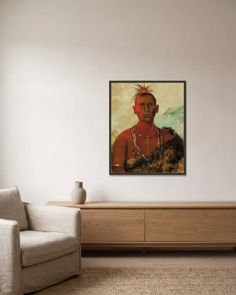 Náh-Se-Ús-Kuk, Whirling Thunder, Eldest Son of Black Hawk av George Catlin inramad på en vägg
