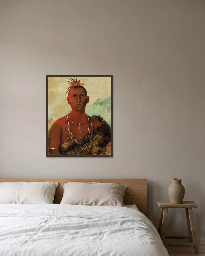 Náh-Se-Ús-Kuk, Whirling Thunder, Eldest Son of Black Hawk av George Catlin inramad på en vägg