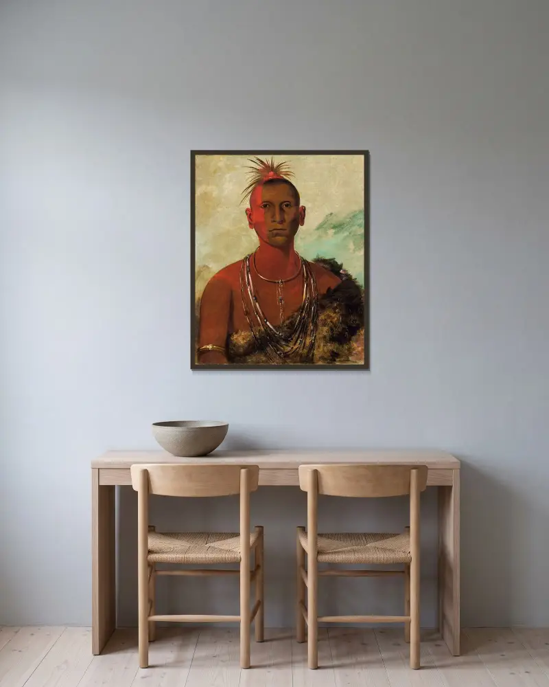 Náh-Se-Ús-Kuk, Whirling Thunder, Eldest Son of Black Hawk av George Catlin inramad på en vägg