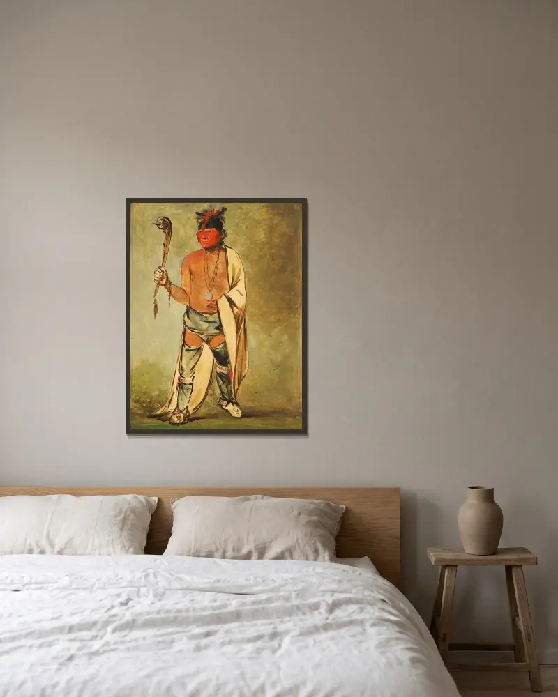 Naugh-Háigh-Hee-Kaw, He Who Moistens The Wood av George Catlin inramad på en vägg