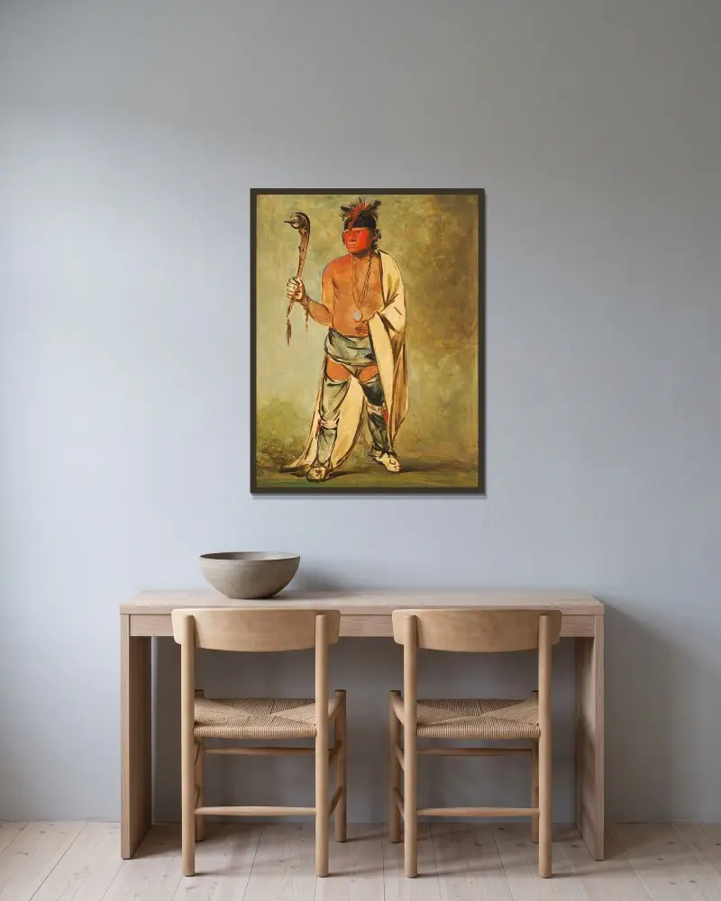 Naugh-Háigh-Hee-Kaw, He Who Moistens The Wood av George Catlin inramad på en vägg