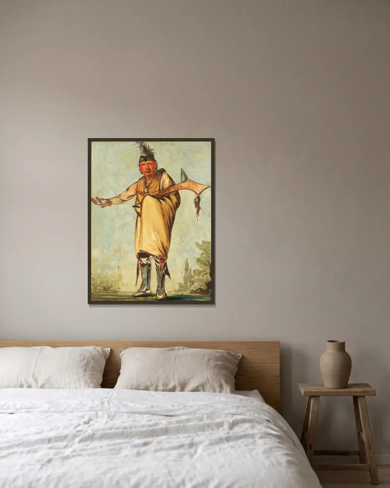 Náw-Káw, Wood, Former Chief of The Tribe av George Catlin inramad på en vägg