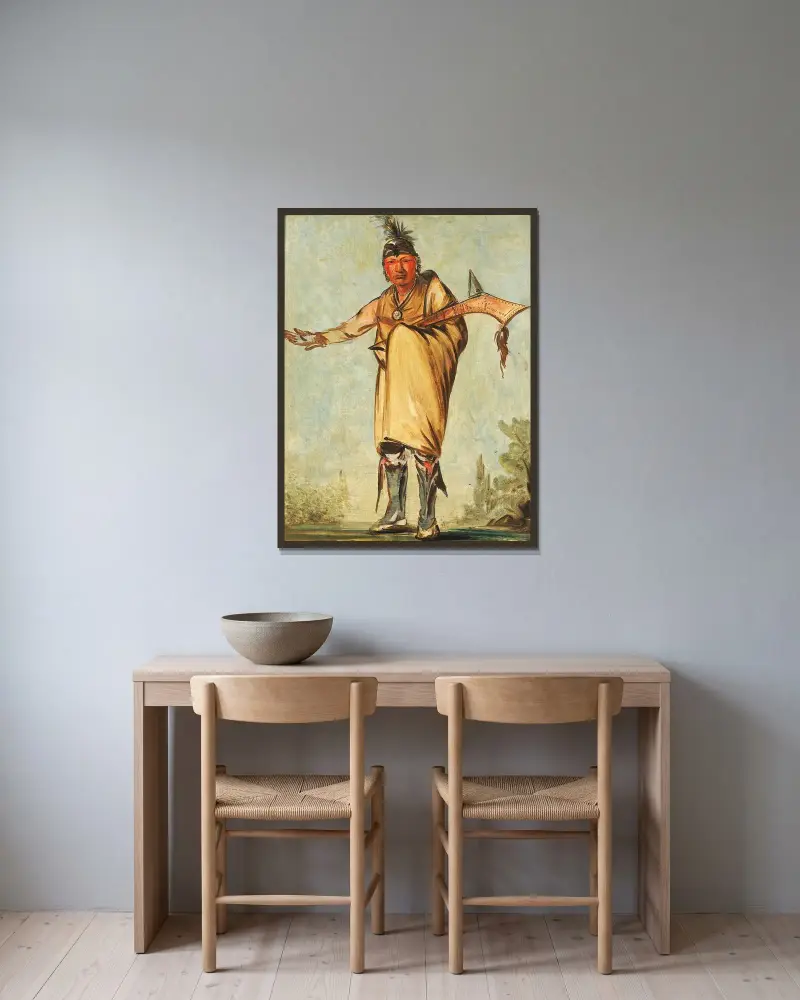 Náw-Káw, Wood, Former Chief of The Tribe av George Catlin inramad på en vägg