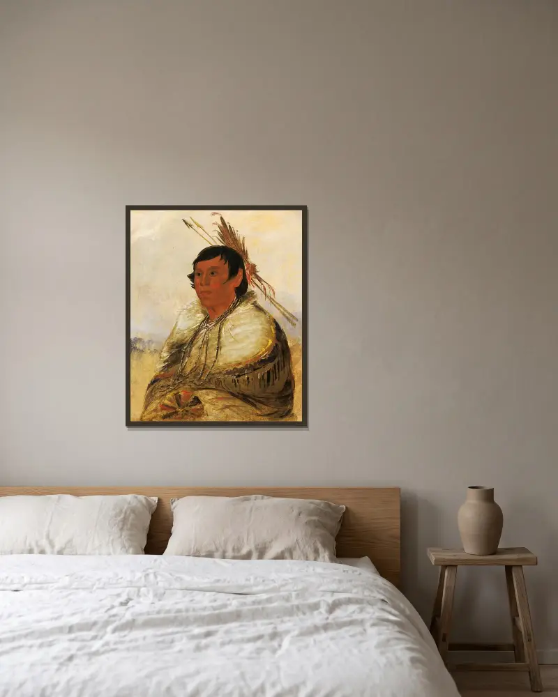 Ni-A-Có-Mo, Fix With The Foot, a Brave av George Catlin inramad på en vägg