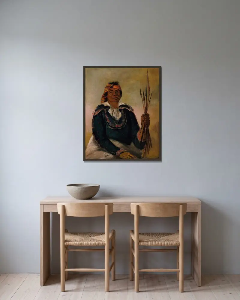 Ni-Có-Man, The Answer, Second Chief av George Catlin inramad på en vägg