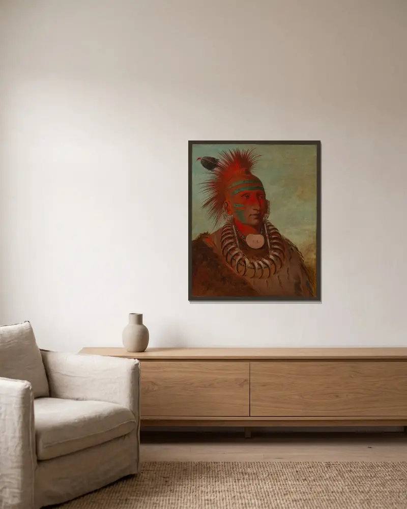 No-Ho-Mun-Ya, One Who Gives No Attention av George Catlin inramad på en vägg