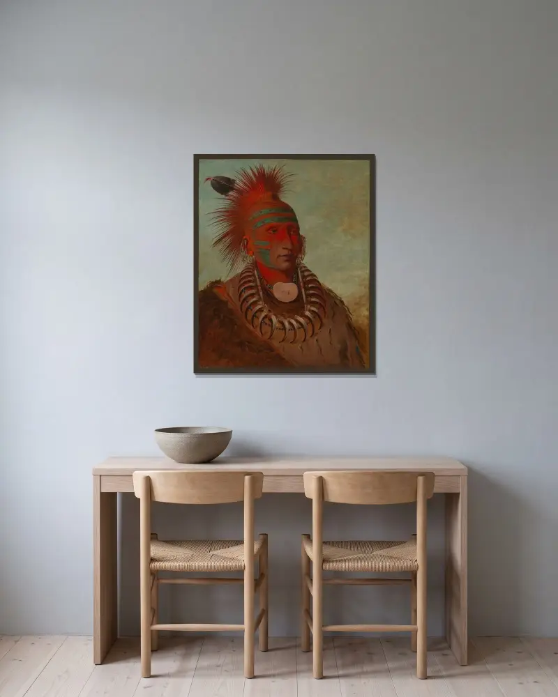 No-Ho-Mun-Ya, One Who Gives No Attention av George Catlin inramad på en vägg