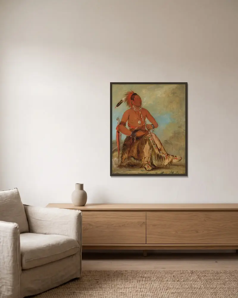 Nóm-Ba-Mon-Nee, Double Walker, a Brave av George Catlin inramad på en vägg