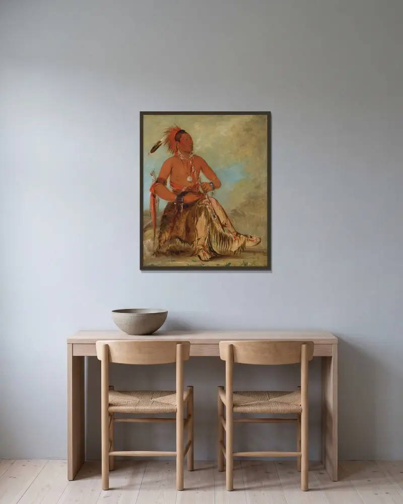Nóm-Ba-Mon-Nee, Double Walker, a Brave av George Catlin inramad på en vägg
