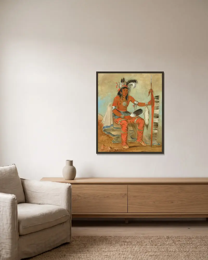 O’n-daig, The Crow, a Dandy av George Catlin inramad på en vägg