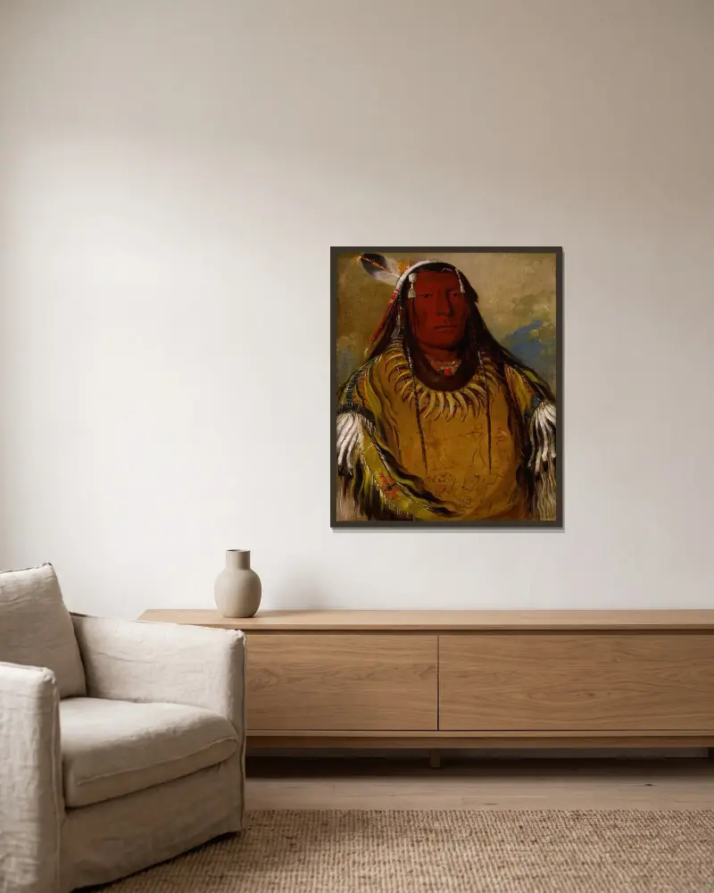 Pa-Ris-Ka-Roó-Pa, Two Crows, a Chief av George Catlin inramad på en vägg
