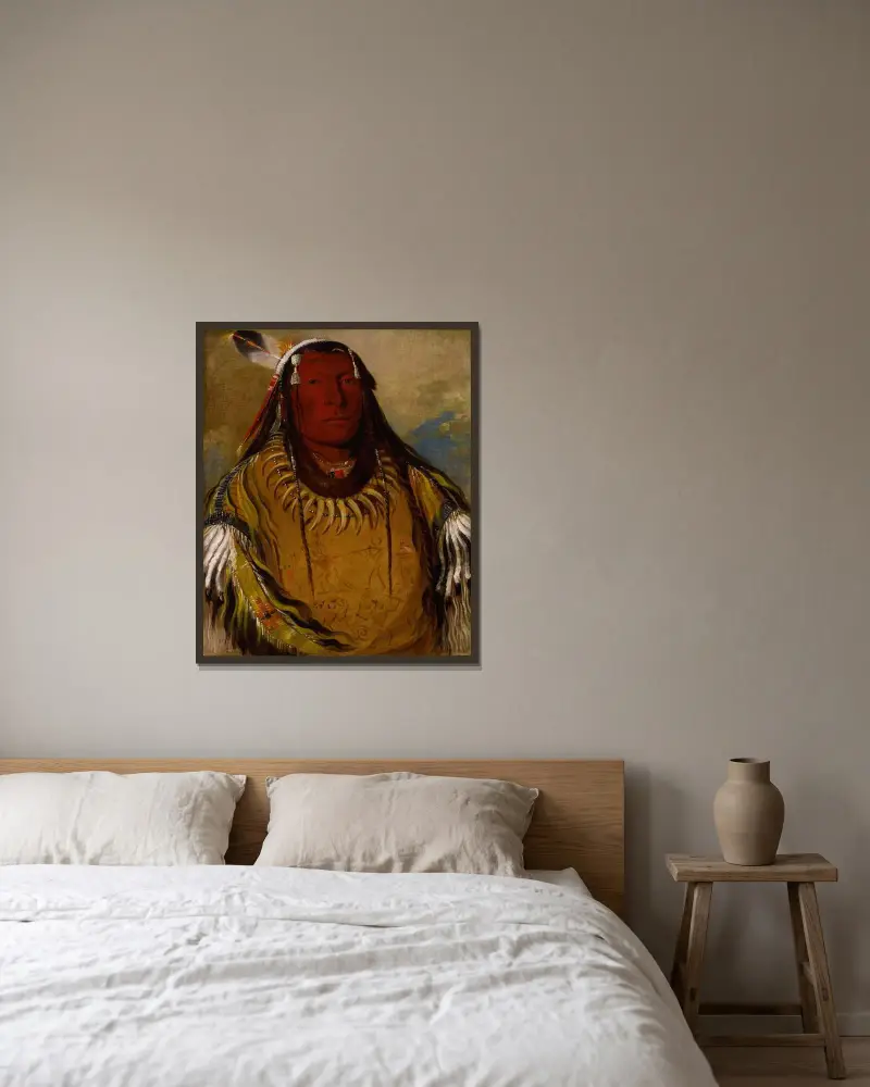 Pa-Ris-Ka-Roó-Pa, Two Crows, a Chief av George Catlin inramad på en vägg