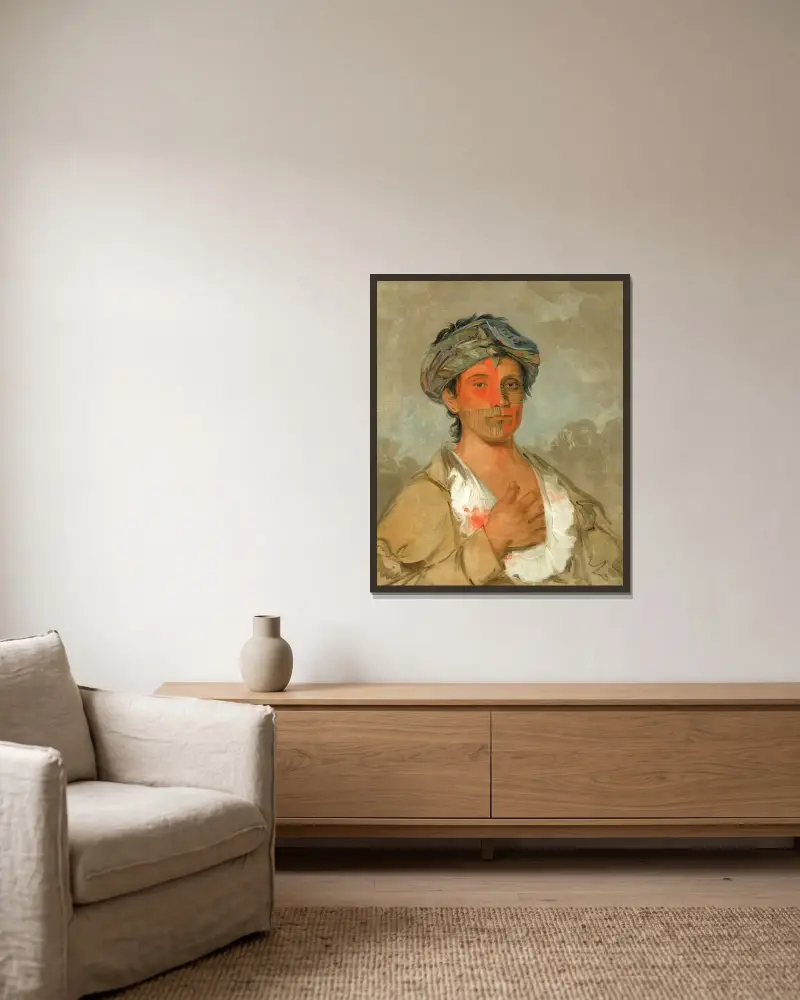 Pah-te-cóo-saw, Straight Man, Semicivilized von George Catlin gerahmt an einer Wand