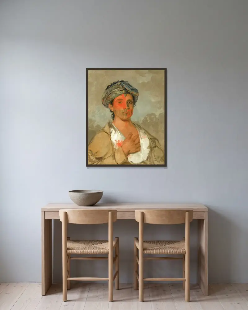 Pah-te-cóo-saw, Straight Man, Semicivilized von George Catlin gerahmt an einer Wand