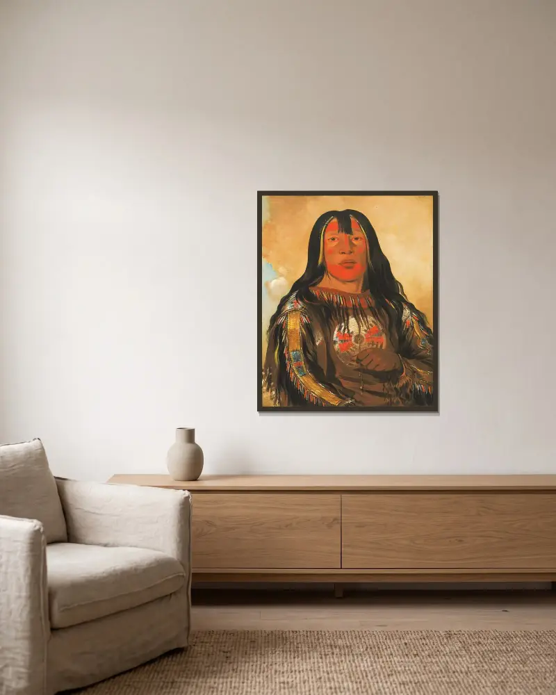 Peh-Tó-Pe-Kiss, Eagle’s Ribs, a Piegan Chief av George Catlin inramad på en vägg
