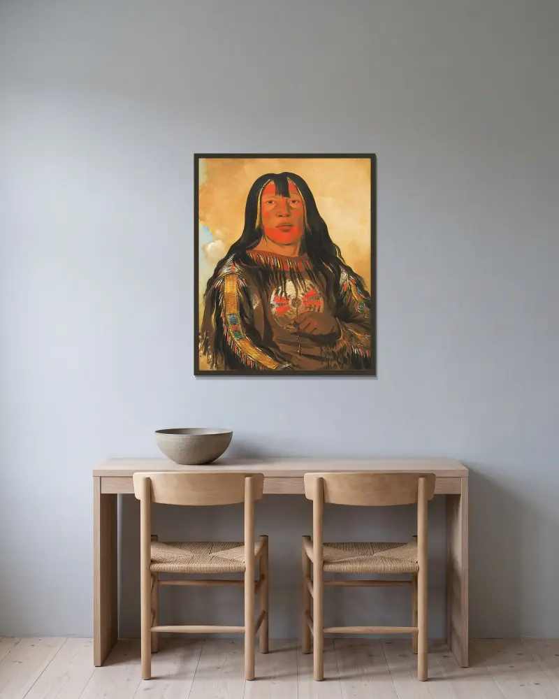 Peh-Tó-Pe-Kiss, Eagle’s Ribs, a Piegan Chief av George Catlin inramad på en vägg