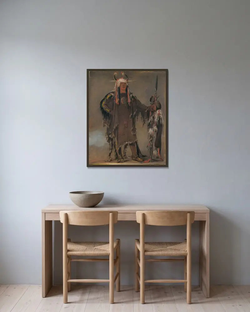 Peh-Tó-Pe-Kiss, Eagle’s Ribs, a Piegan Chief av George Catlin inramad på en vägg