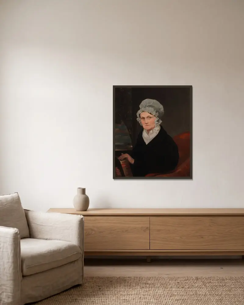 Portrait of Polly Sutton Catlin av George Catlin inramad på en vägg
