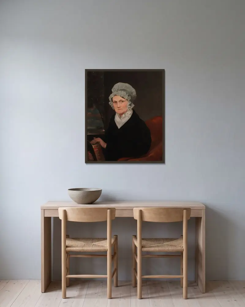 Portrait of Polly Sutton Catlin av George Catlin inramad på en vägg