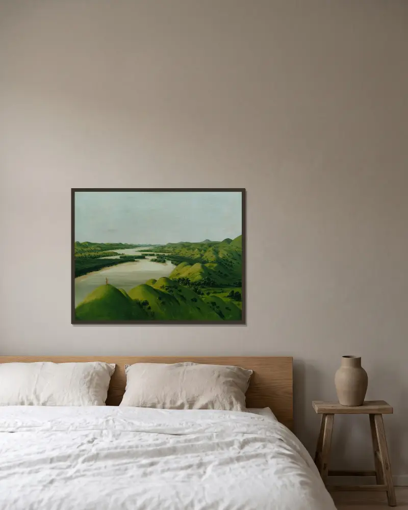 Flodklippor, 1320 engelska mil ovanför St. Louis av George Catlin inramad på en vägg