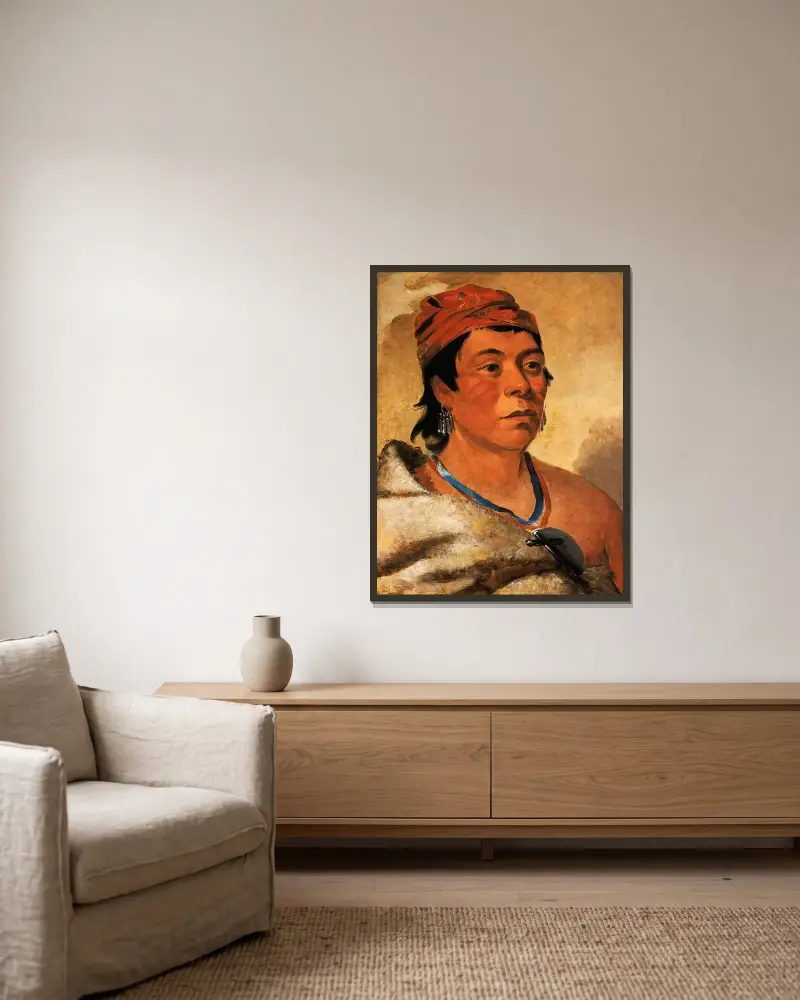 Round Island, a Warrior av George Catlin inramad på en vägg