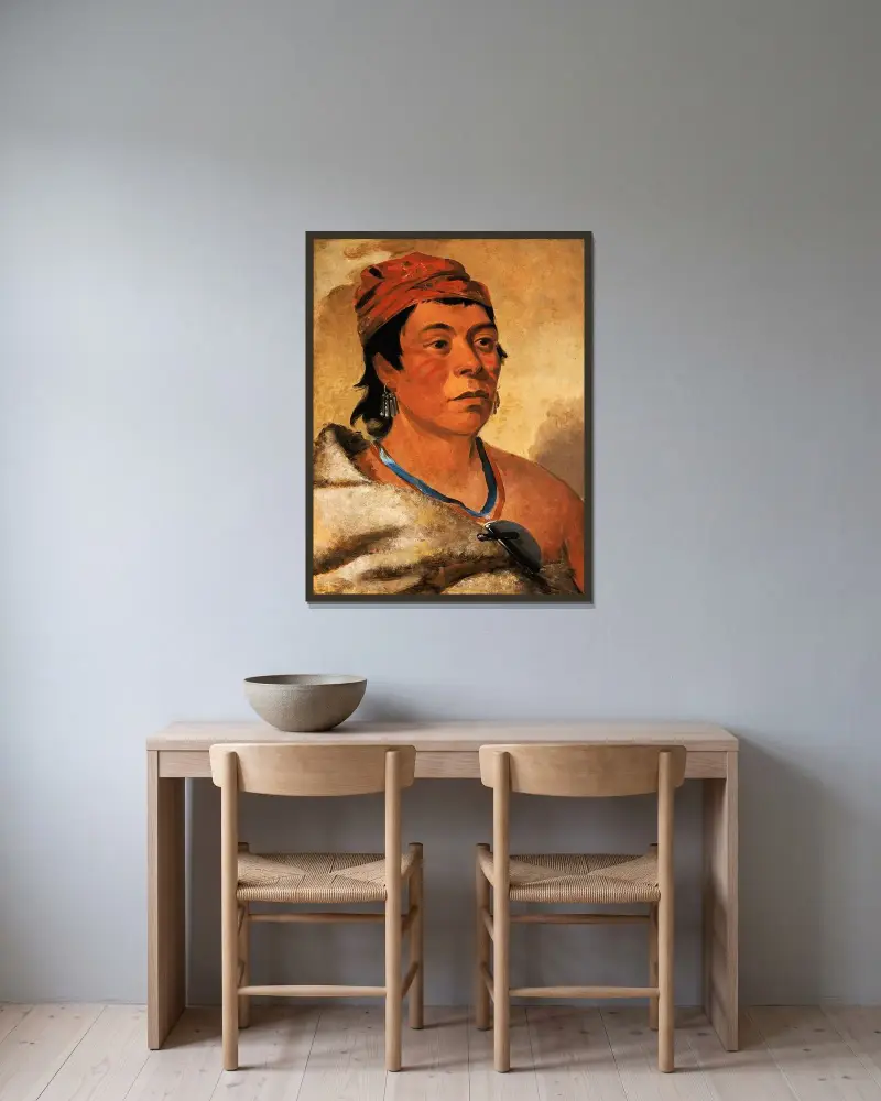 Round Island, a Warrior av George Catlin inramad på en vägg