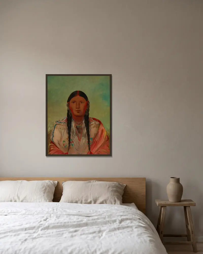 Ru-Ton-Wee-Me, duvan på vingen av George Catlin inramad på en vägg