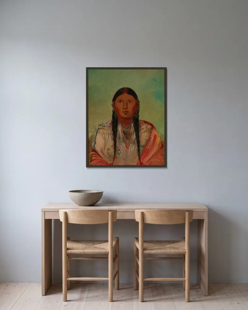 Ru-Ton-Wee-Me, duvan på vingen av George Catlin inramad på en vägg