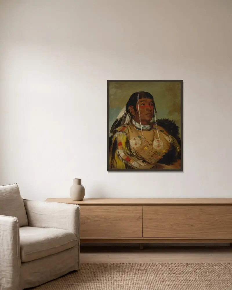 Sha-có-pay, The Six, Chief of the Plains Ojibwa av George Catlin inramad på en vägg