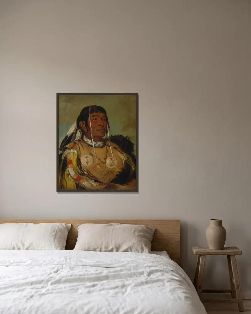 Sha-có-pay, The Six, Chief of the Plains Ojibwa av George Catlin inramad på en vägg