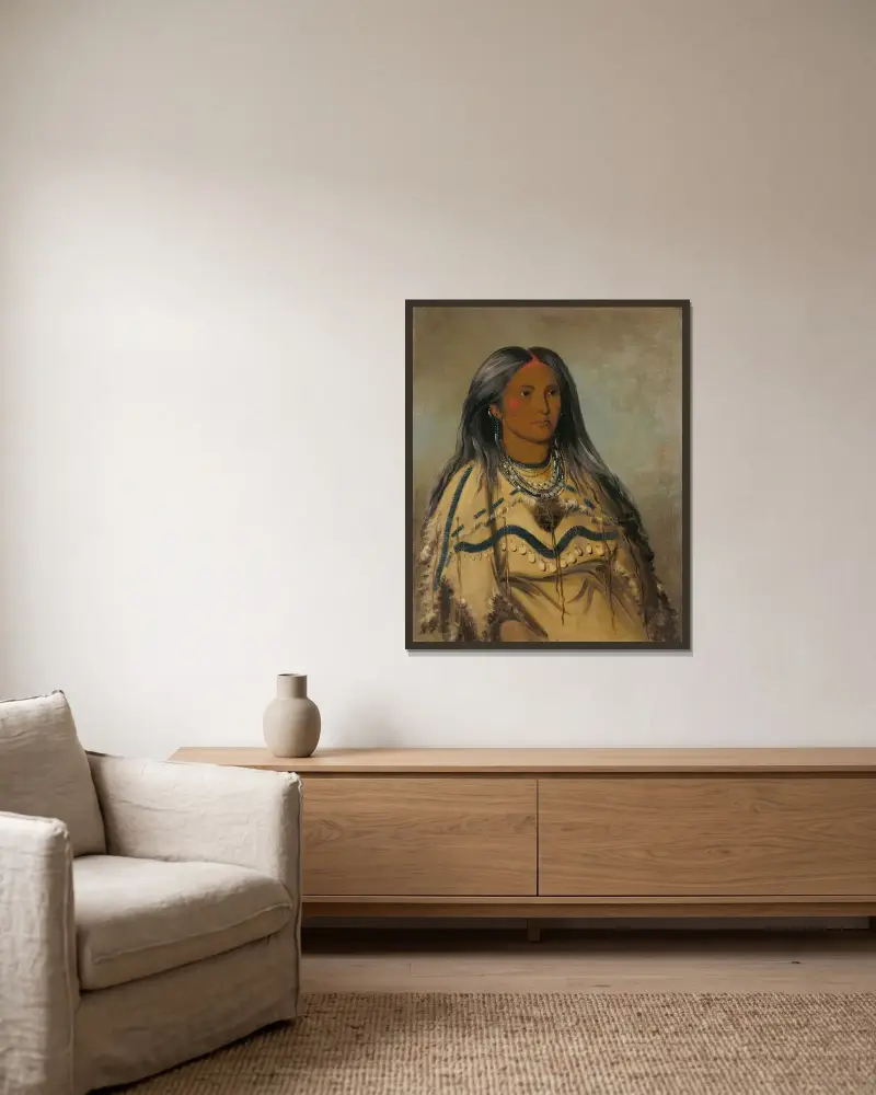 Sha-Kó-Ka, Mint, en vacker flicka av George Catlin inramad på en vägg