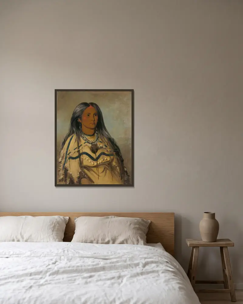 Sha-Kó-Ka, Mint, en vacker flicka av George Catlin inramad på en vägg