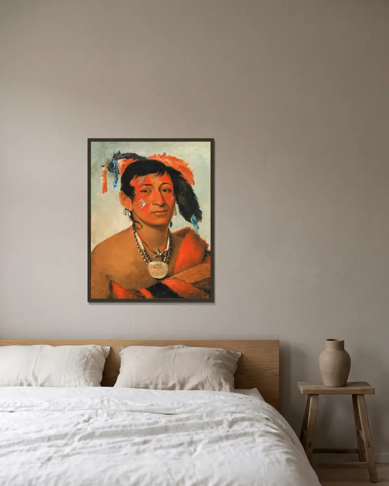 Sha-Wá-No, The South, a Noted Warrior av George Catlin inramad på en vägg