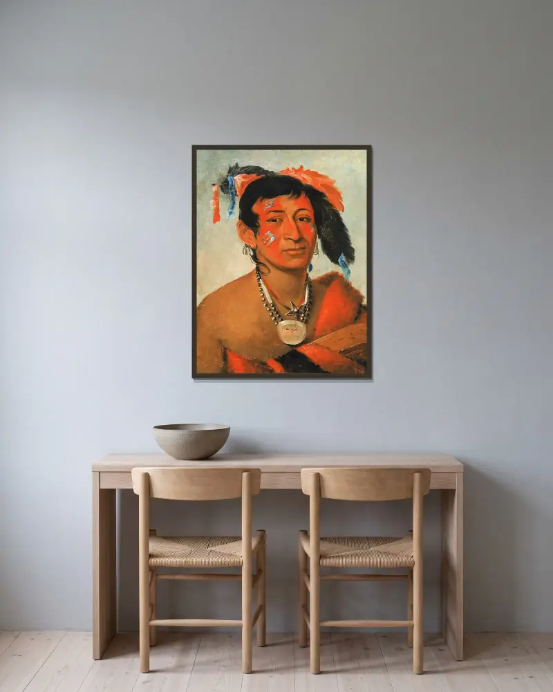 Sha-Wá-No, The South, a Noted Warrior av George Catlin inramad på en vägg