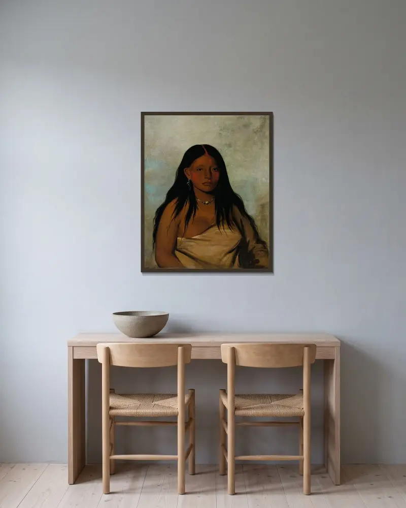 Shé-De-Ah, vildsalvia, en wichitakvinna av George Catlin inramad på en vägg