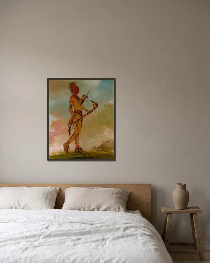Shin-Ga-Wás-Sa, Handsome Bird av George Catlin inramad på en vägg