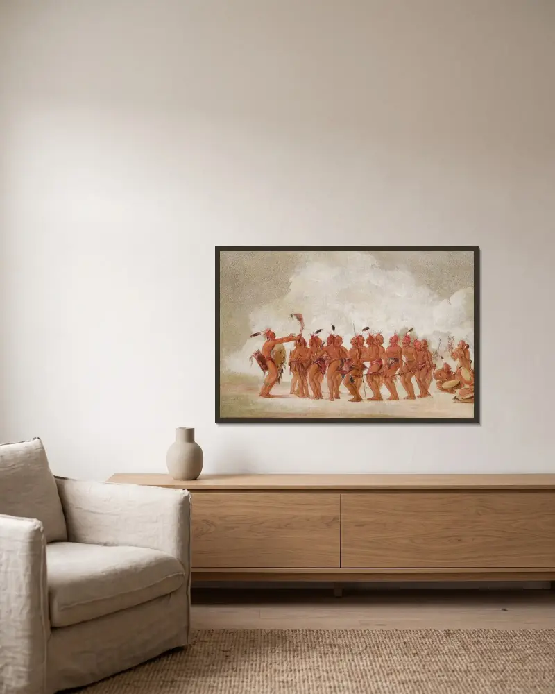 Slave Dance, Sac And Fox av George Catlin inramad på en vägg