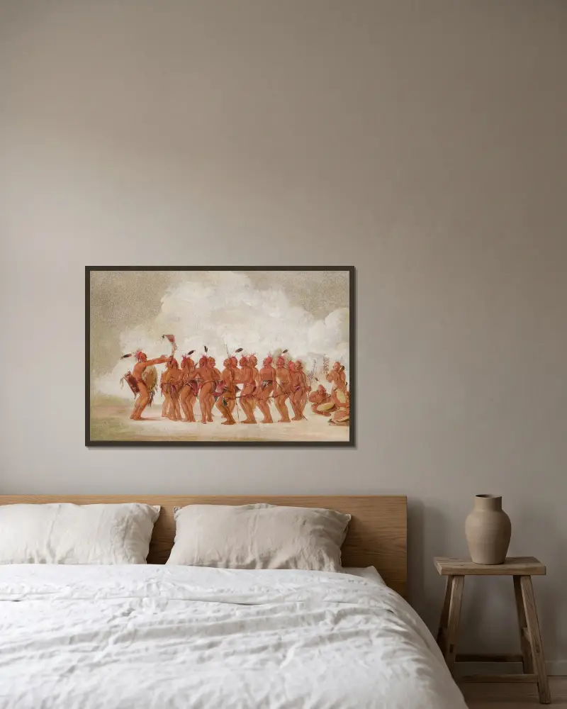 Slave Dance, Sac And Fox av George Catlin inramad på en vägg