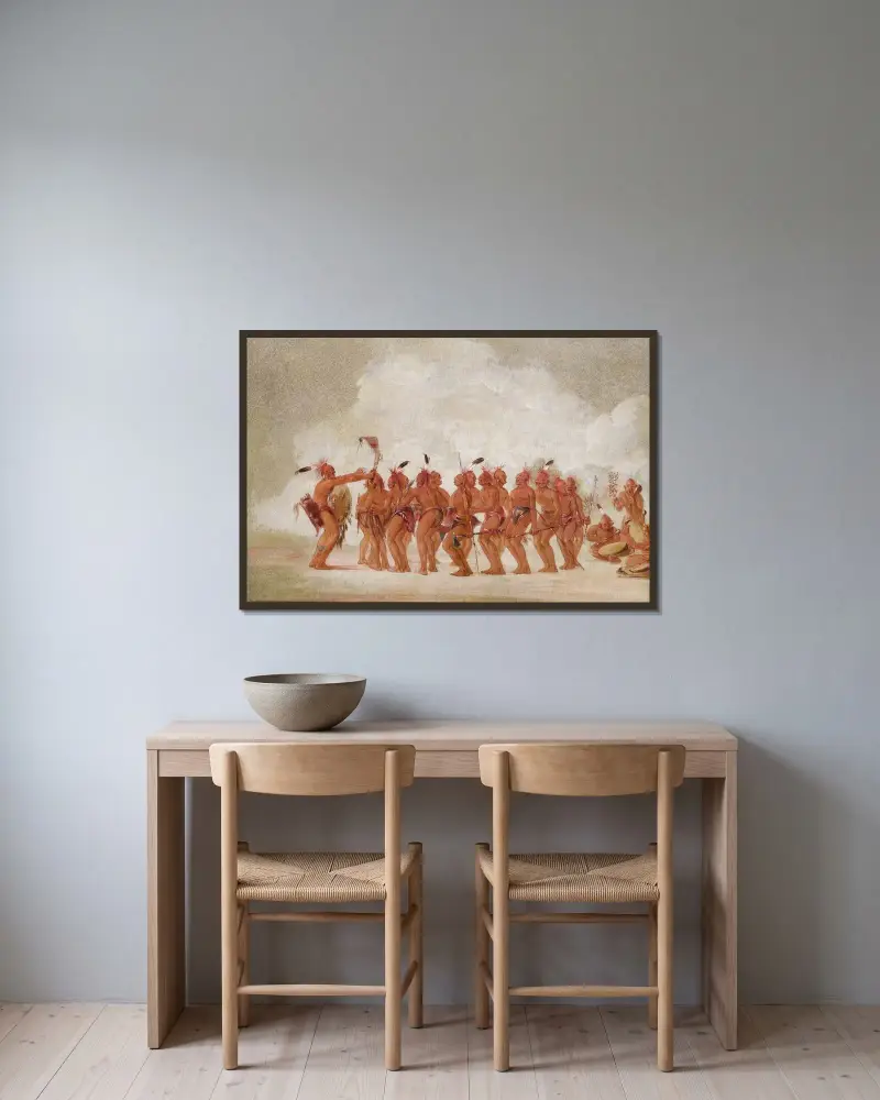 Slave Dance, Sac And Fox av George Catlin inramad på en vägg