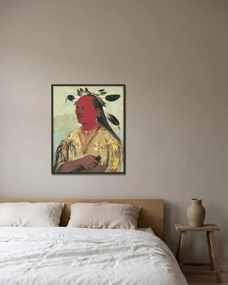 Stán-au-pat, Bloody Hand, Häuptling des Stammes von George Catlin gerahmt an einer Wand