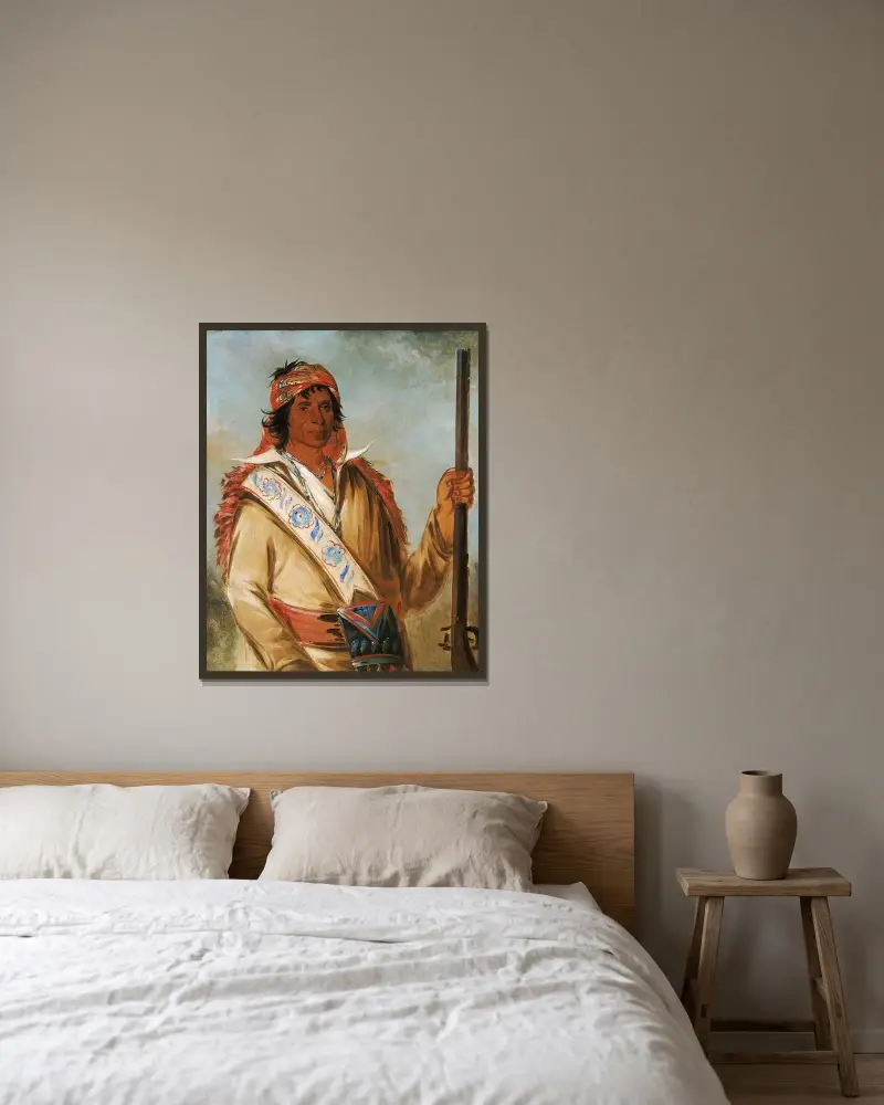 Steeh-Tcha-Kó-Me-Co, stor kung (kallad Ben Perryman), en hövding av George Catlin inramad på en vägg