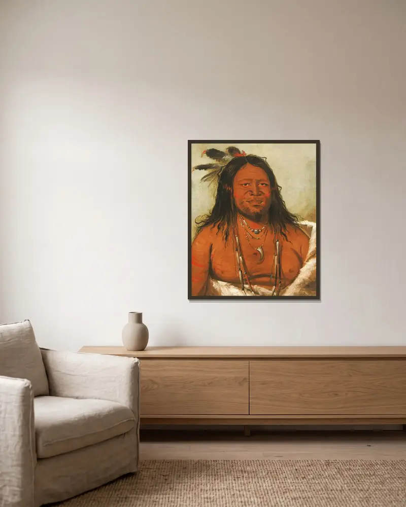 Ta-Wáh-Que-Nah, Felsenberg, Zweiter Häuptling des Stammes von George Catlin gerahmt an einer Wand