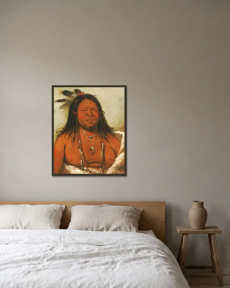 Ta-Wáh-Que-Nah, Felsenberg, Zweiter Häuptling des Stammes von George Catlin gerahmt an einer Wand