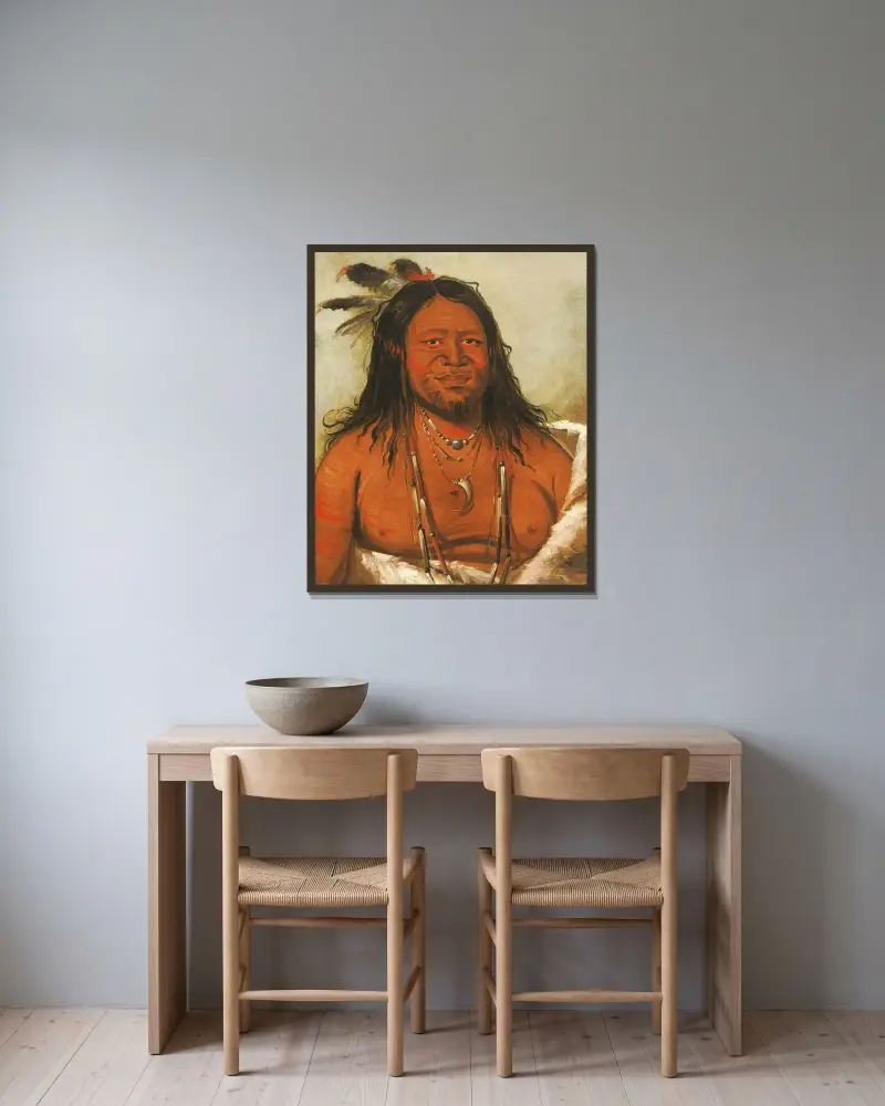 Ta-Wáh-Que-Nah, Felsenberg, Zweiter Häuptling des Stammes von George Catlin gerahmt an einer Wand