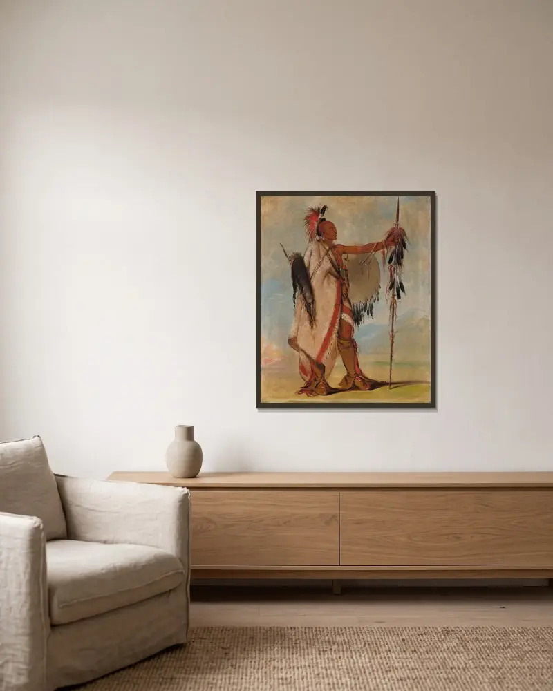 Tál-Lee, a Warrior of Distinction av George Catlin inramad på en vägg