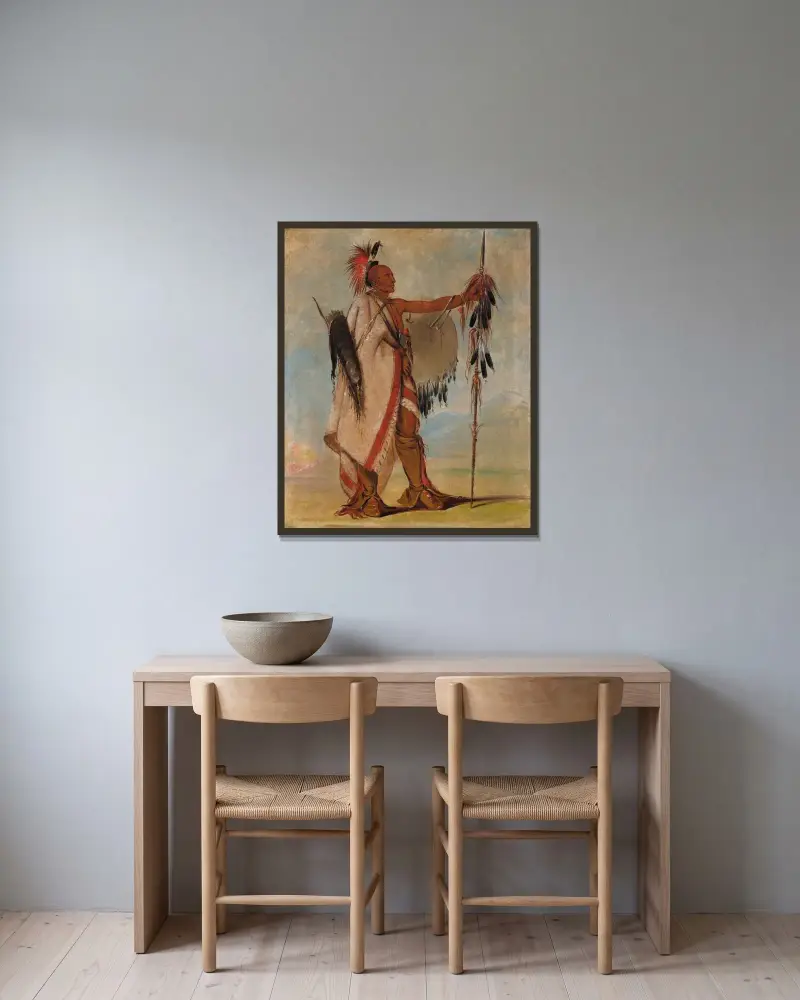 Tál-Lee, a Warrior of Distinction av George Catlin inramad på en vägg