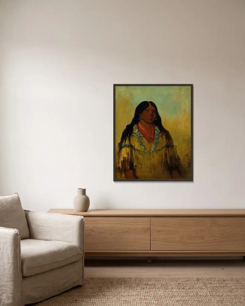 Tchow-Ee-Pút-O-Kaw, a Woman av George Catlin inramad på en vägg