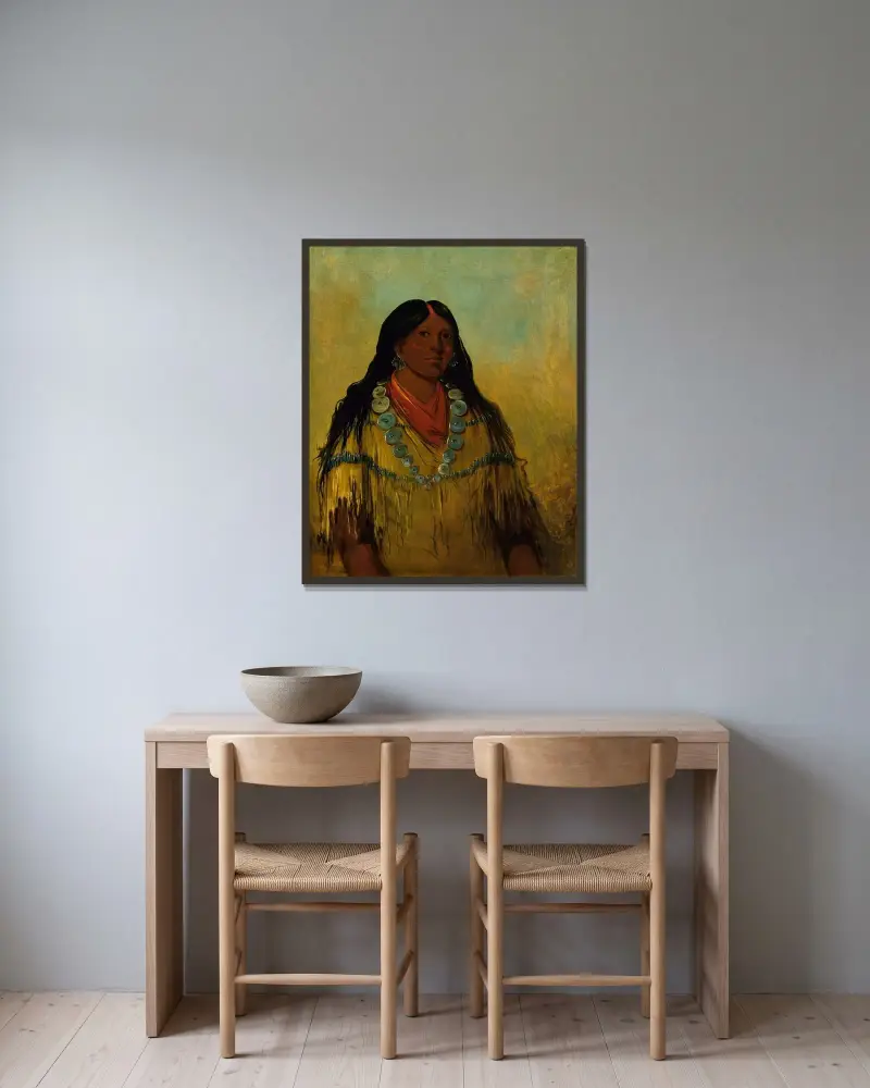 Tchow-Ee-Pút-O-Kaw, a Woman av George Catlin inramad på en vägg