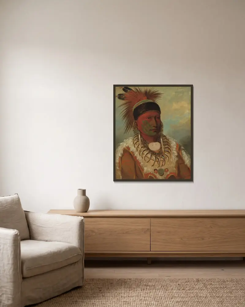 The White Cloud, Head Chief of the Iowas av George Catlin inramad på en vägg
